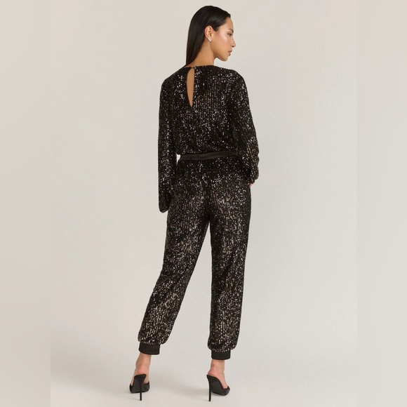 Aaron & Amber Long-Sleeve Sequin Jogger Jumpsuit - Picture 3 of 7
